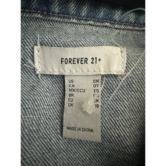 Forever 21 Denim Cut Off Jacket Ladies Size 0X 100% Cotton Bling Accent - Picture 3 of 4